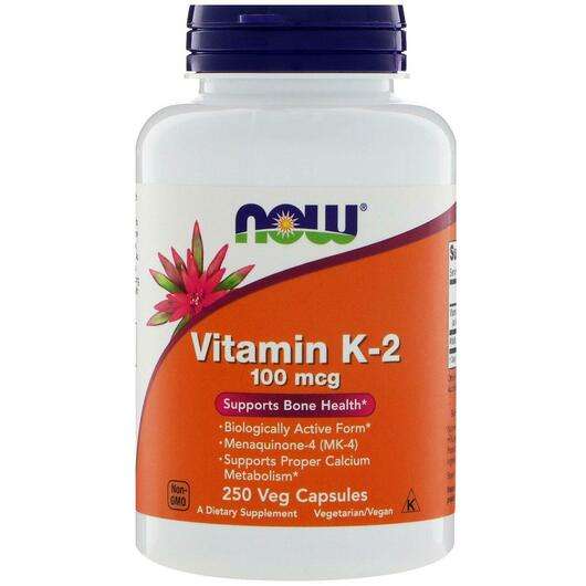 Основное фото товара Now, Витамин К-2 100 мкг, Vitamin K-2 100 mcg, 250 капсул