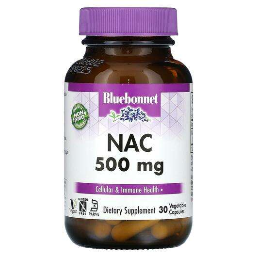 Основне фото товара Bluebonnet, NAC 500 mg, NAC N-Ацетил-L-Цистеїн, 30 капсул