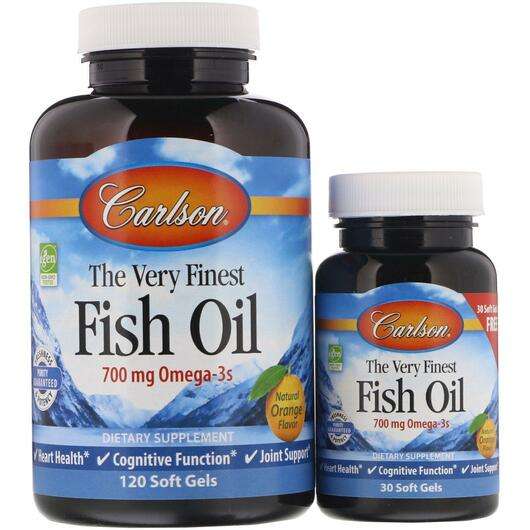 Основное фото товара Carlson, Рыбий жир Омега-3 700 мг 120 +, The Very Finest Fish ...