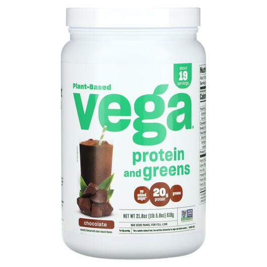 Основное фото товара Vega, Протеин, Protein & Greens Chocolate Flavored, 618 г