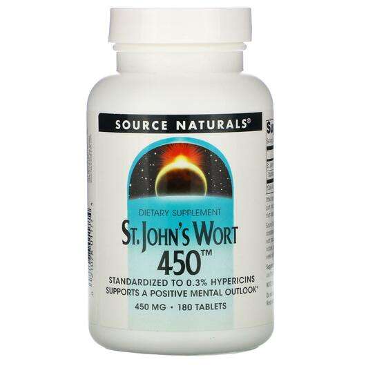 Основное фото товара Source Naturals, Зверобой, St. John's Wort 450 450 mg, 180 таб...