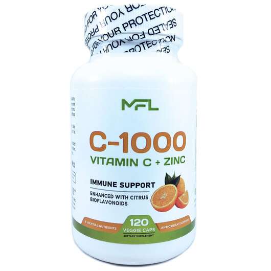 Основне фото товара MFL, C-1000 Vitamin C + Zinc, Вітамін С + Цинк, 120 капсул