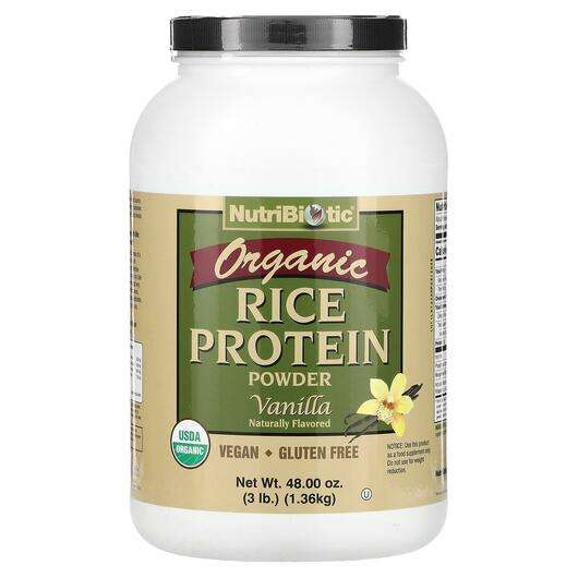 Основное фото товара NutriBiotic, Рисовый протеин, Organic Rice Protein Powder Vani...