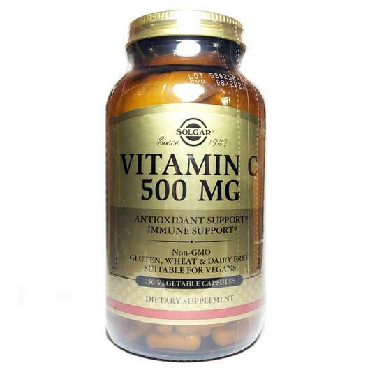 Основное фото товара Solgar, Витамин С 500 мг, Vitamin C 500 mg, 250 капсул