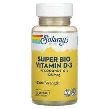 Solaray, Витамин D3, Super Bio Vitamin D-3 5000 IU, 120 капсул