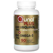 Qunol, Plus Ubiquinol + Omega-3 100 mg + 250 mg, Омега-3, 90 к...