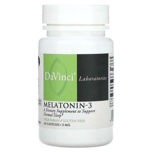 Основне фото товара DaVinci Laboratories, Melatonin-3 3 mg, Мелатонін, 60 капсул
