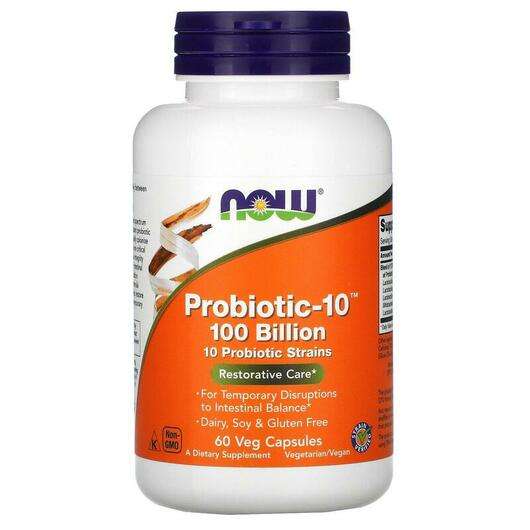 Основное фото товара Now, Пробиотики 100 млрд, Probiotic-10 100 Bn, 60 капсул