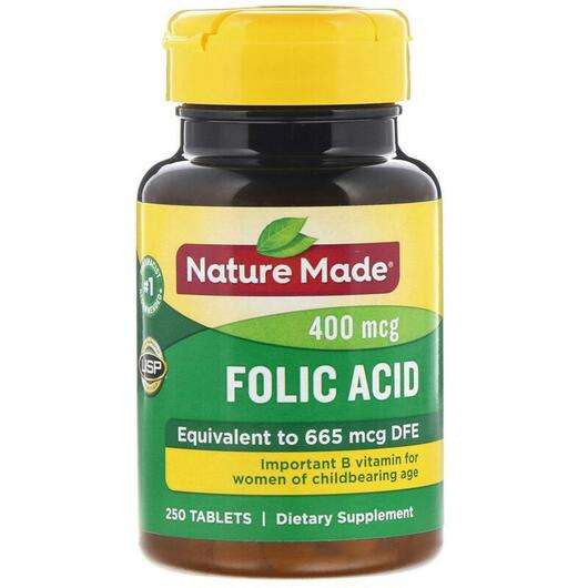 Основне фото товара Nature Made, Folic Acid 400 mcg 250, Фолієва кислота, 250 табл...