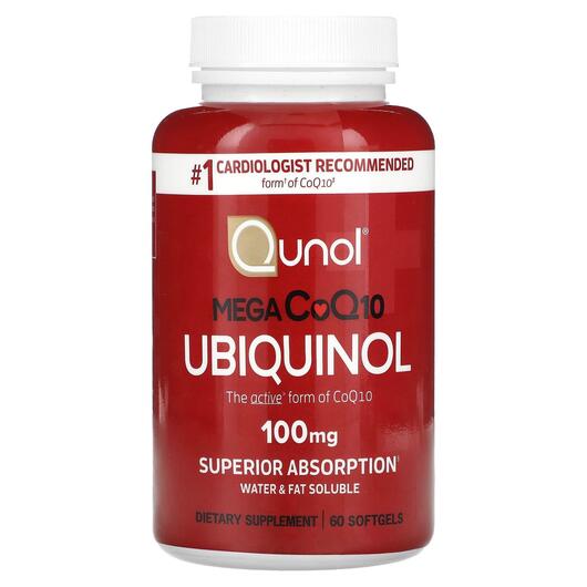 Основне фото товара Qunol, Ubiquinol Mega CoQ10 100 mg, Коензим CoQ10, 60 капсул
