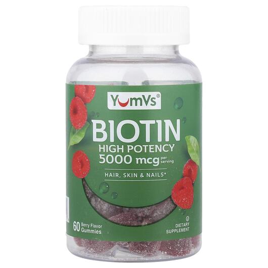 Основное фото товара Витамин B7 Биотин, Biotin Gummies High Potency Berry, 60 таблеток