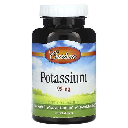 Основное фото товара Carlson, Калий, Potassium 99 mg, 250 таблеток