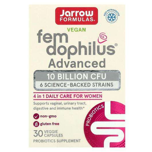 Основное фото товара Jarrow Formulas, Пробиотики, Vegan Fem Dophilus Advanced 10 Bi...