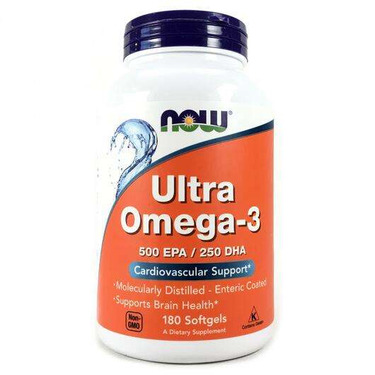 Основное фото товара Now, Ультра Омега-3 EPA/DHA, Ultra Omega-3, 180 капсул