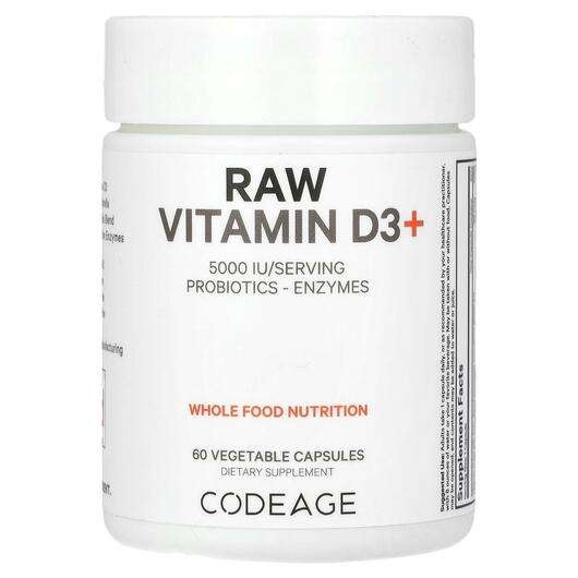 Основное фото товара CodeAge, Витамин D3, Raw Vitamin D3+ 5000 IU, 60 капсул