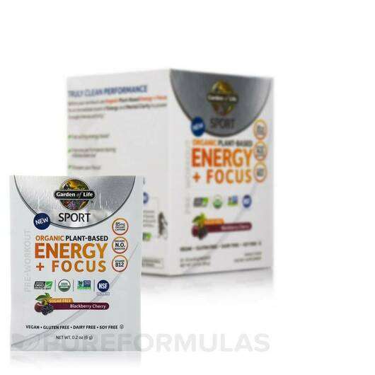 Фото товару Sport Organic Plant-Based Energy + Focus Sugar Free Blackberry Cherry Box of 12 Packets /