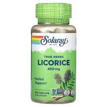 Solaray, Лакрица, True Herbs Licorice 450 mg, 100 капсул
