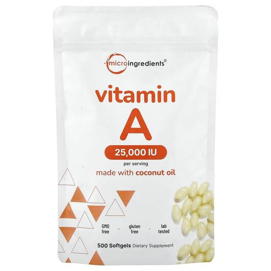 Основне фото товара Vitamin A 25000 IU, Вітамін А Ретінол, 500 капсул