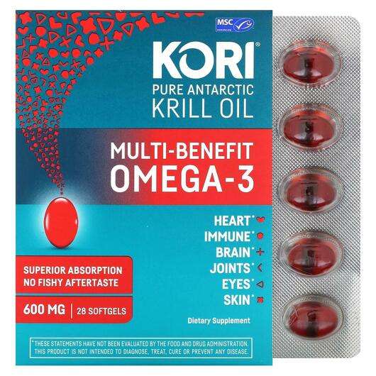 Основне фото товара Pure Antarctic Krill Oil Multi-Benefit Omega-3 600 mg, Олія Ан...