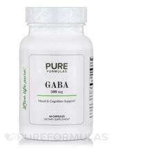 PureFormulas, GABA 500 mg, ГАМК, 60 капсул