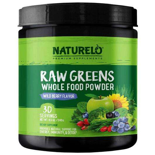 Основне фото товара Naturelo, Raw Greens Whole Food Powder Wild Berry Flavor 8, Сп...