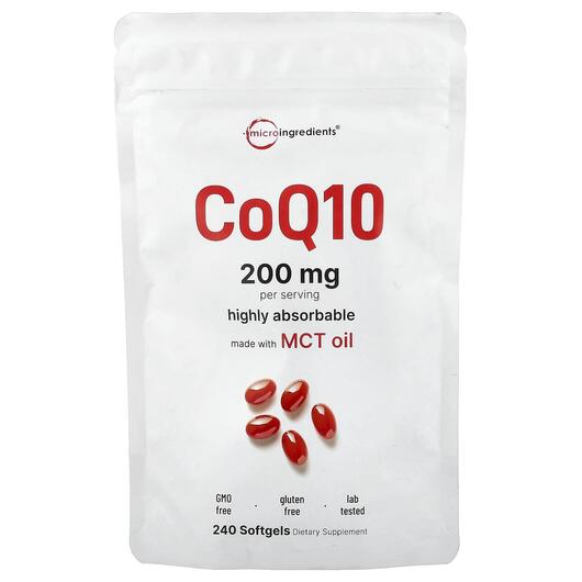 Основне фото товара Micro Ingredients, CoQ10 200 mg, Коензим CoQ10, 240 капсул