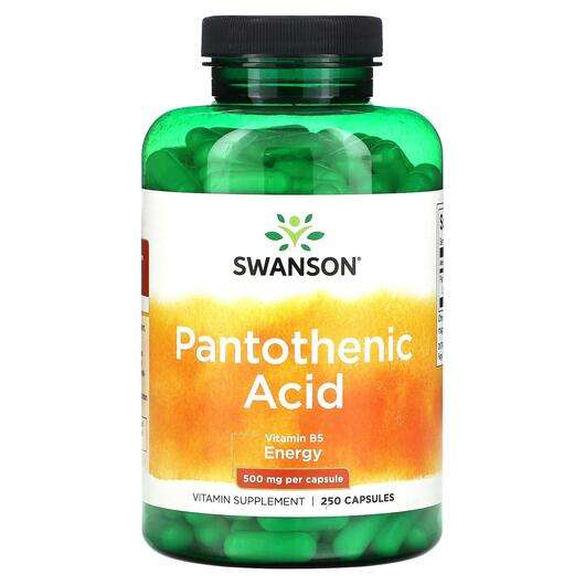 Основне фото товара Swanson, Pantothenic Acid 500 mg, Вітамін B5 Пантотенова кисло...