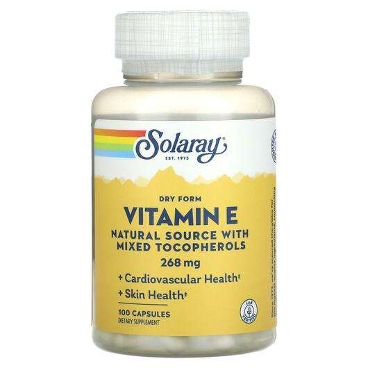 Основное фото товара Solaray, Витамин E Токоферолы, Dry Form Vitamin E 268 mg, 100 ...
