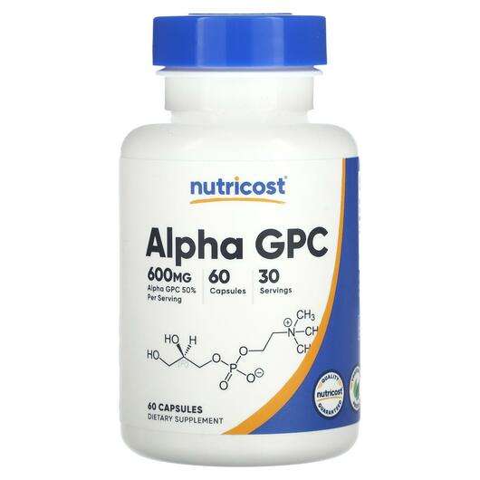 Основне фото товара Nutricost, Alpha GPC 300 mg, Альфа-гліцерилфосфорілхолін, 60 к...