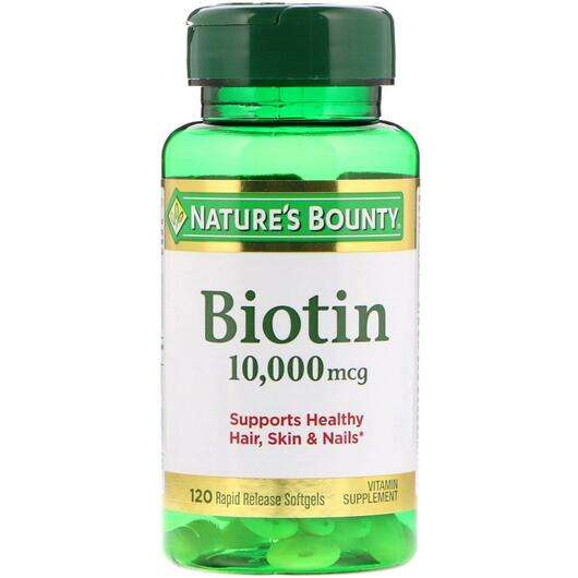 Основне фото товара Nature's Bounty, Biotin 10000 mcg, Біотин 10000 мкг, 120 ...