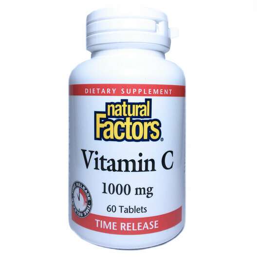 Основне фото товара Natural Factors, Vitamin C 1000 mg, Вітамін C, 60 таблеток