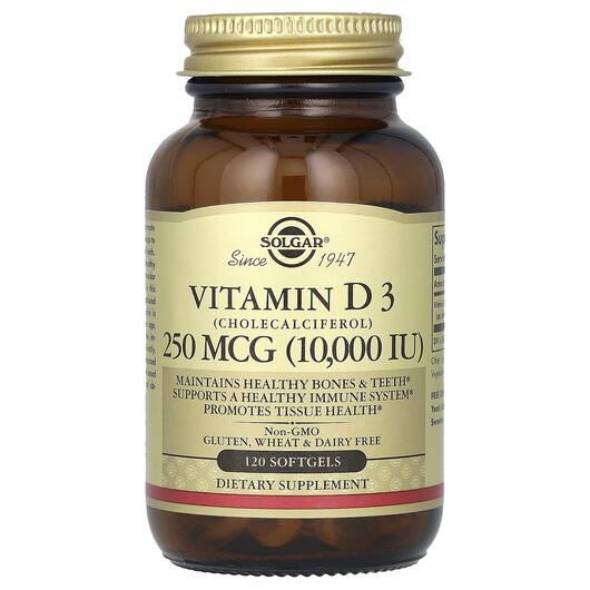 Основное фото товара Витамин D3, Vitamin D3 Cholecalciferol 10 000 IU, 120 капсул