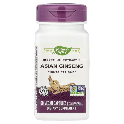 Основне фото товара Nature's Way, Asian Ginseng, Женьшень, 60 капсул