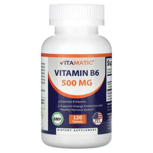 Основне фото товара Vitamatic, Vitamin B6 500 mg, Вітамін B6 Піридоксин, 120 таблеток