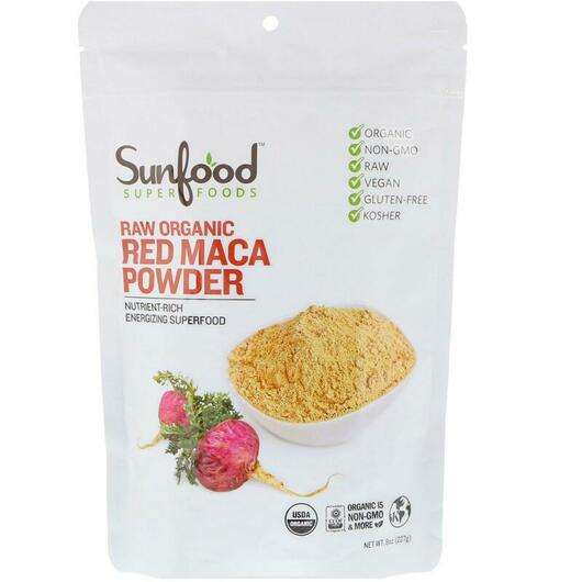 Основное фото товара Sunfood, Мака, Raw Organic Red Maca Powder, 227 г