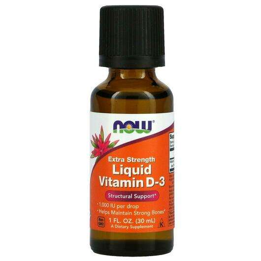 Основне фото товара Now, Liquid Vitamin D-3, Рідкий D3 1000 МЕ, 30 мл