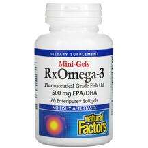 Natural Factors, RxOmega-3 Mini-Gels 500 mg, Омега 3, 60 Enter...