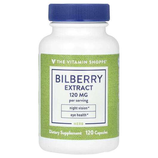Основное фото товара The Vitamin Shoppe, Черника, Bilberry Extract 120 mg, 120 капсул