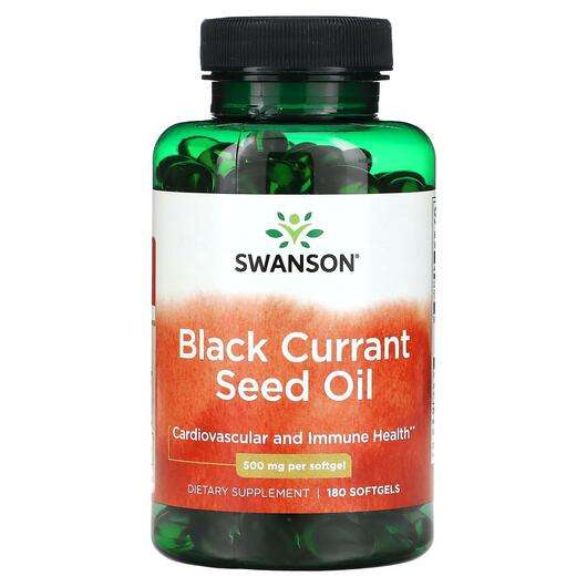 Основне фото товара Swanson, Black Currant Seed Oil 500 mg, Чорна смородина, 180 к...