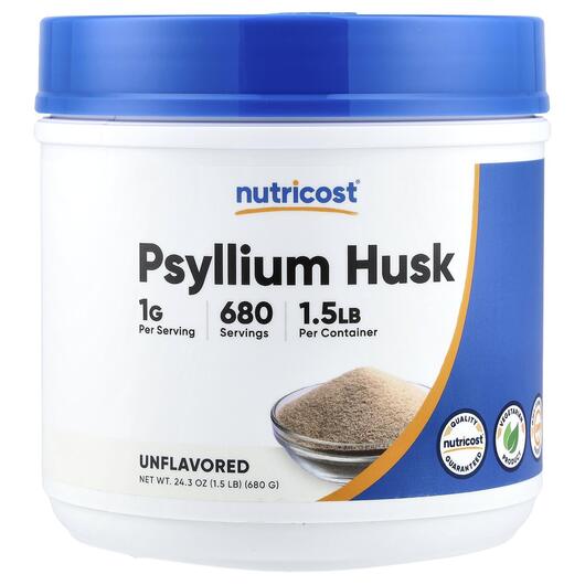 Основне фото товара Nutricost, Psyllium Husk Unflavored, Псиліум, 680 г