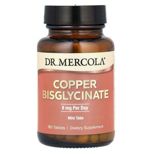 Основне фото товара Dr. Mercola, Copper Bisglycinate 8 mg, Мідь, 180 таблеток