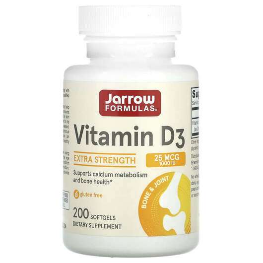 Основне фото товара Jarrow Formulas, Vitamin D3 1000 IU, Вітамін D3 1000 МО, 200 к...