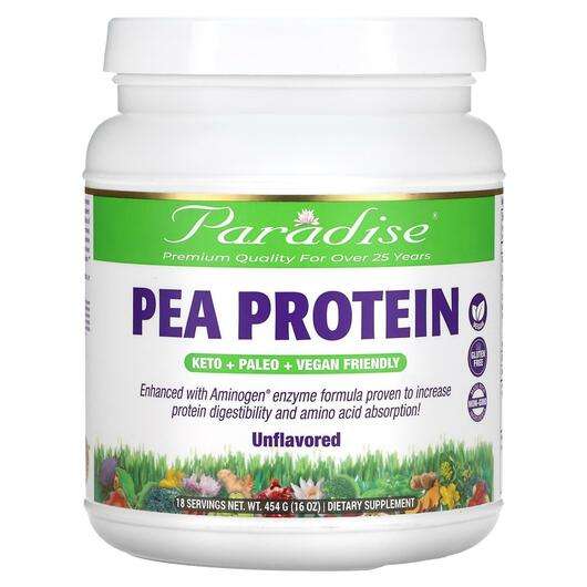 Основное фото товара Paradise Herbs, Гороховый Протеин, Pea Protein Unflavored, 454 г