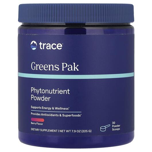 Основное фото товара Trace, Суперфуд, Greens Pak Phytonutrient Powder Berry, 225 г