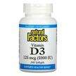 Фото товару Natural Factors, Vitamin D3 125 mcg 5000 IU, Вітамін D3, 240 к...