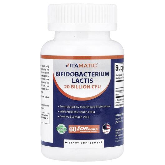 Основне фото товара Vitamatic, Bifidobacterium Lactis, Біфідобактерії, 60 DRcaps