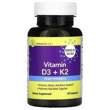 InnovixLabs, Витамины D3 + K2, Vitamin D3 + K2, 60 капсул