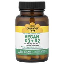 Vegan D3 + K2 Витамины D3 + K2 Country Life
