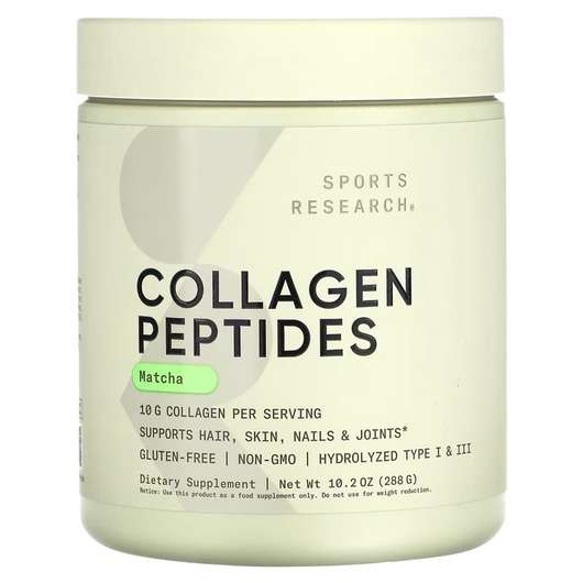 Основне фото товара Sports Research, Collagen Peptides Matcha, Колагенові пептиди,...