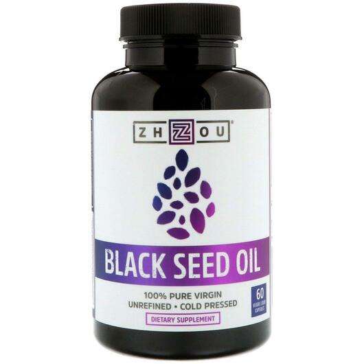 Основне фото товара Zhou Nutrition, Black Seed Oil 60 Vegetarian, Олія Чорного Кми...